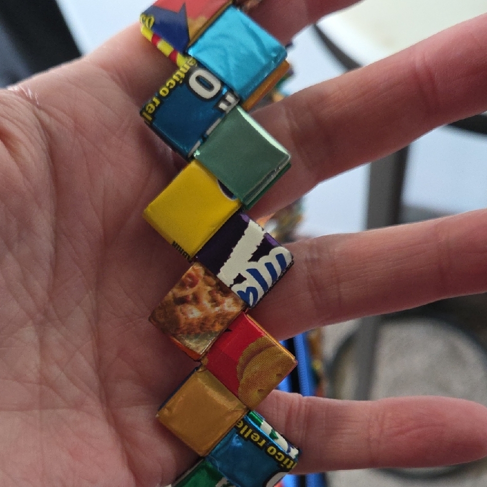 Colorful Woven Candy Wrapper Shoulder Bag - Picture 6 of 6